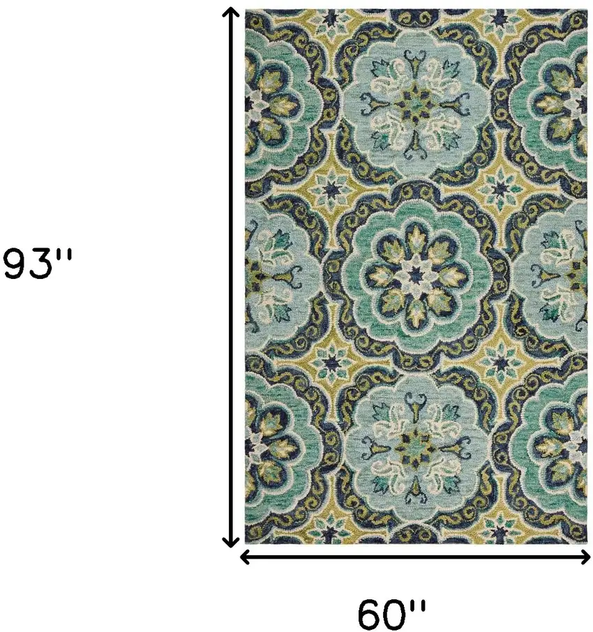 Green Wool Floral Hand Tufted Area Rug Photo 8