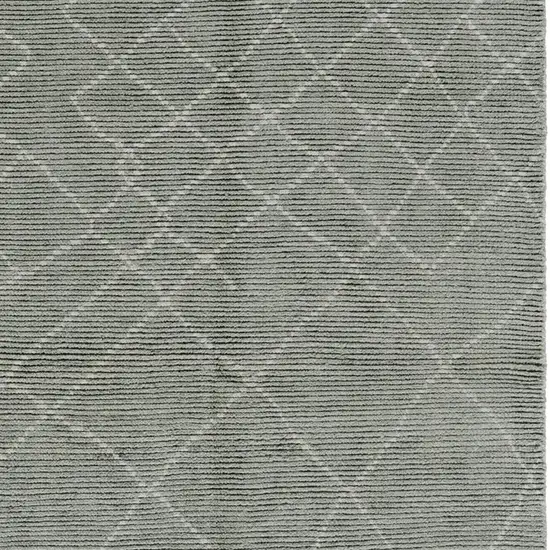 Green Wool Geometric Hand Knotted Area Rug Photo 4