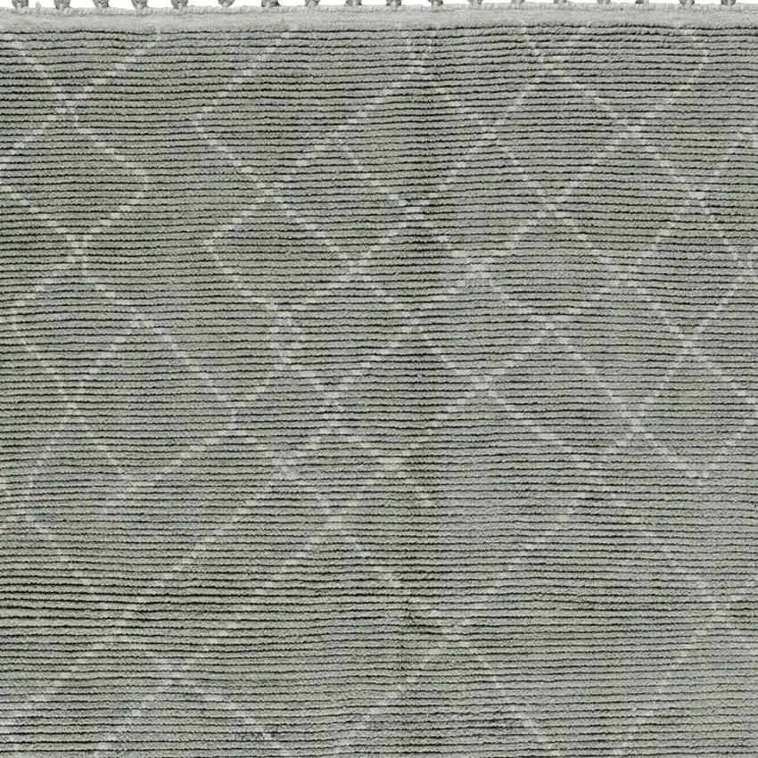 Green Wool Geometric Hand Knotted Area Rug Photo 4