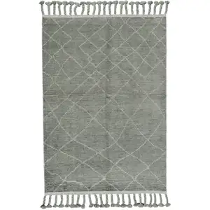 Photo of Green Wool Geometric Hand Knotted Area Rug