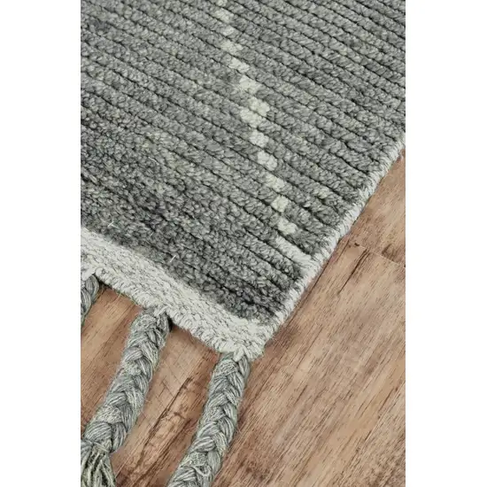 Green Wool Geometric Hand Knotted Area Rug Photo 6