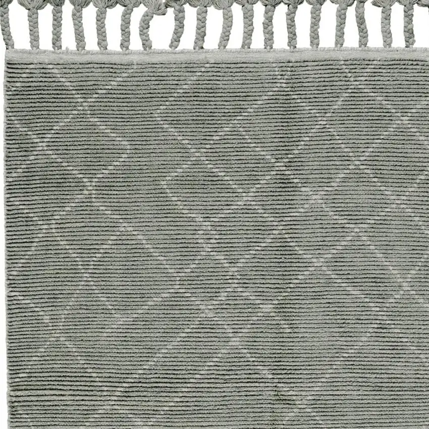 Green Wool Geometric Hand Knotted Area Rug Photo 3