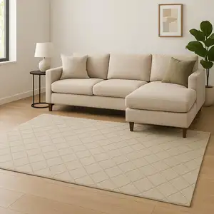 Photo of Green Wool Geometric Hand Woven Area Rug