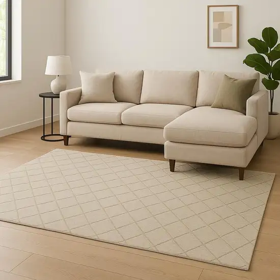 Green Wool Geometric Hand Woven Area Rug Photo 1