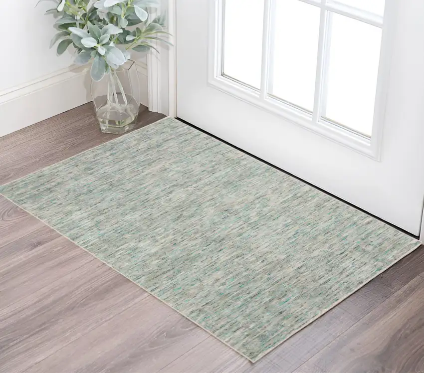 Green Wool Hand Loomed Handmade Area Rug Photo 1