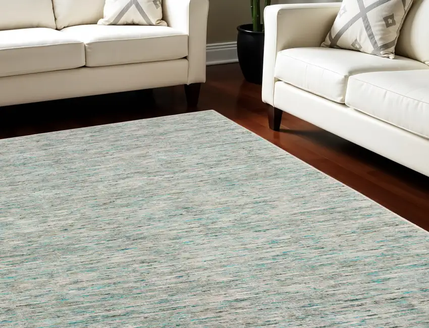 Green Wool Hand Loomed Handmade Area Rug Photo 1