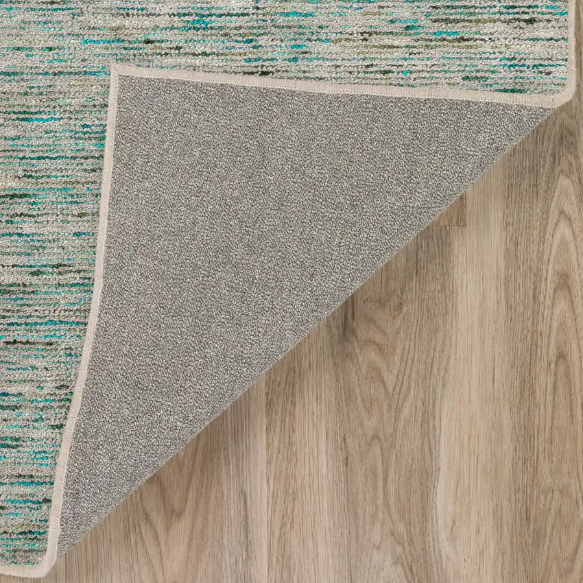Green Wool Hand Loomed Handmade Runner Rug Photo 4