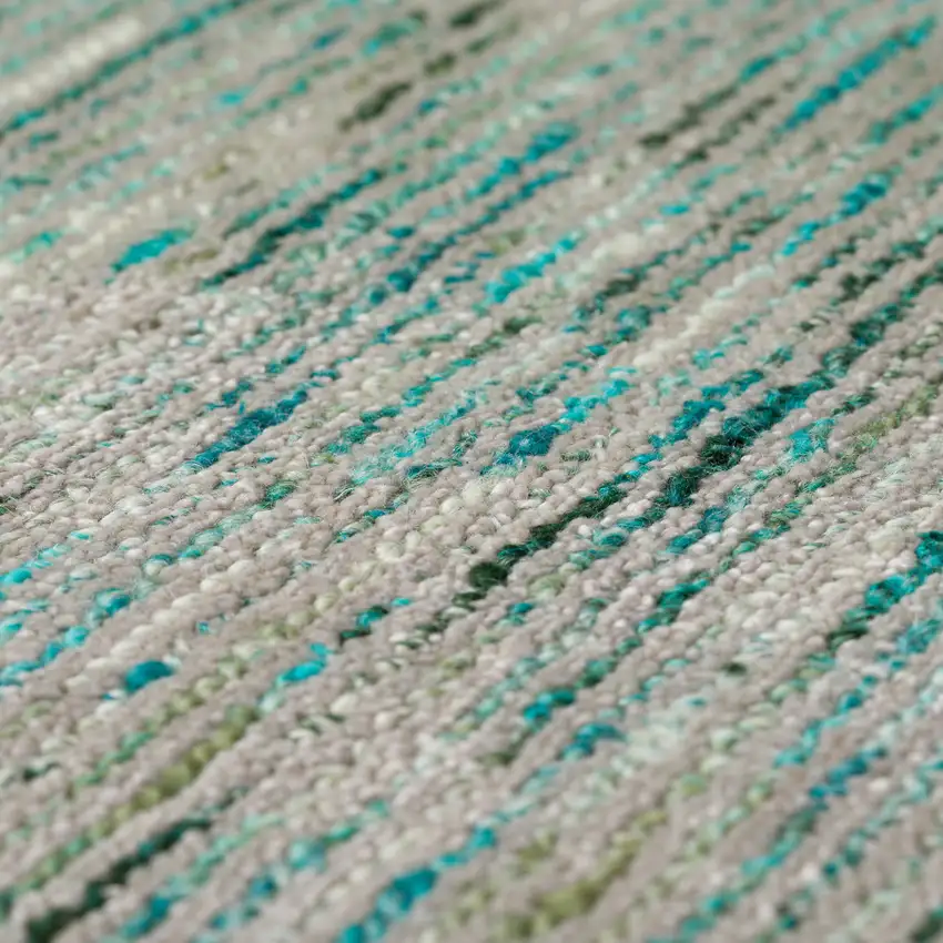 Green Wool Hand Loomed Handmade Runner Rug Photo 9