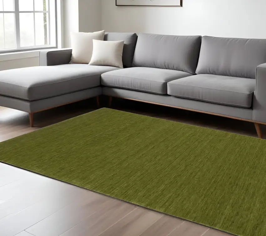 Green Wool Hand Tufted Area Rug Photo 1