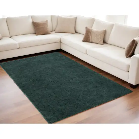 Green Wool Hand Woven Area Rug Photo 2