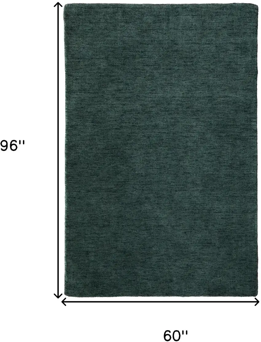 Green Wool Hand Woven Area Rug Photo 6