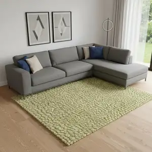 Photo of Green Wool Shag Handmade Area Rug