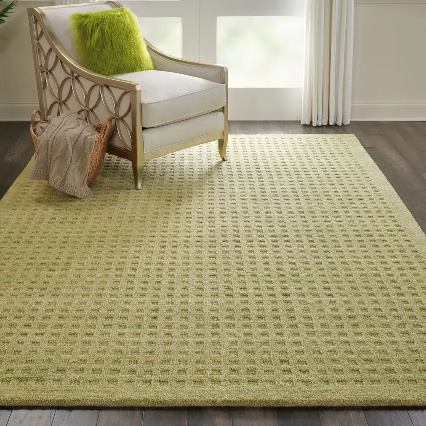 Green Wool Shag Handmade Area Rug Photo 5