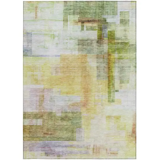 Green Yellow And Purple Abstract Washable Indoor Outdoor Area Rug Photo 7