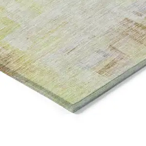 Photo of Green Yellow And Purple Abstract Washable Indoor Outdoor Area Rug