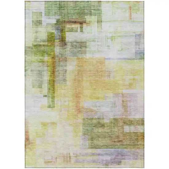 Green Yellow And Purple Abstract Washable Indoor Outdoor Area Rug Photo 2