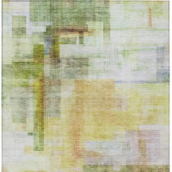Green Yellow And Purple Abstract Washable Indoor Outdoor Area Rug Photo 7