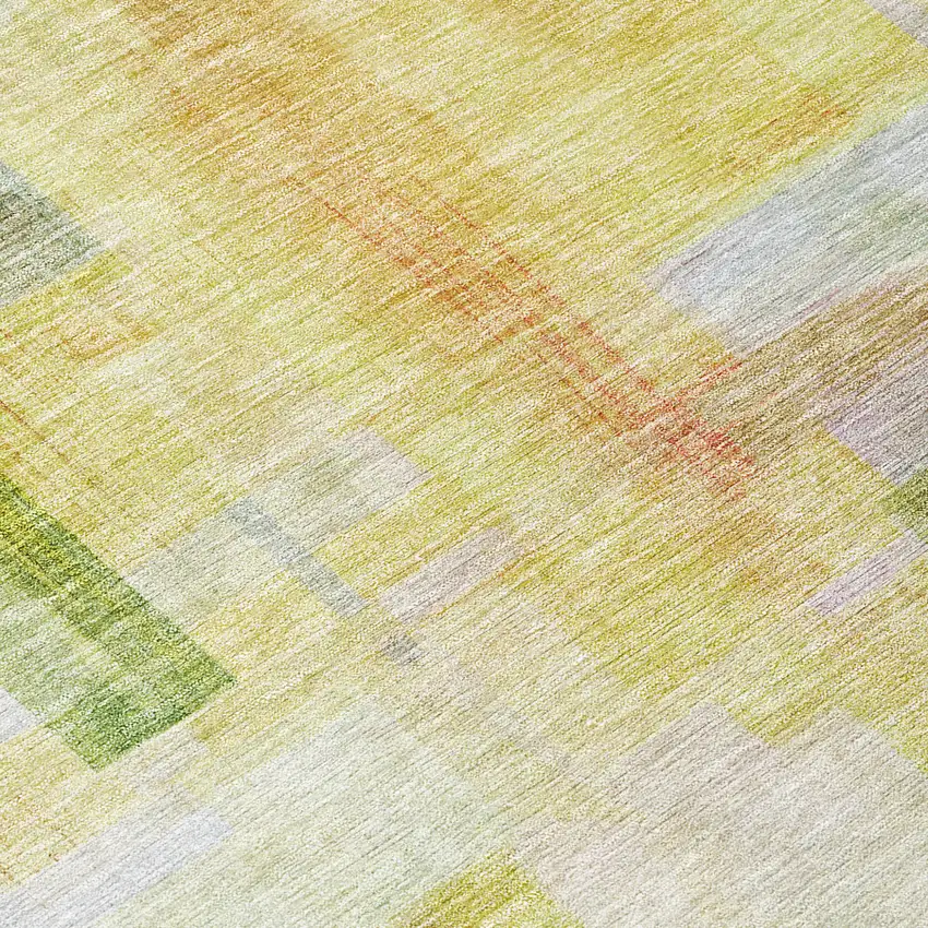 Green Yellow And Purple Abstract Washable Indoor Outdoor Area Rug Photo 5