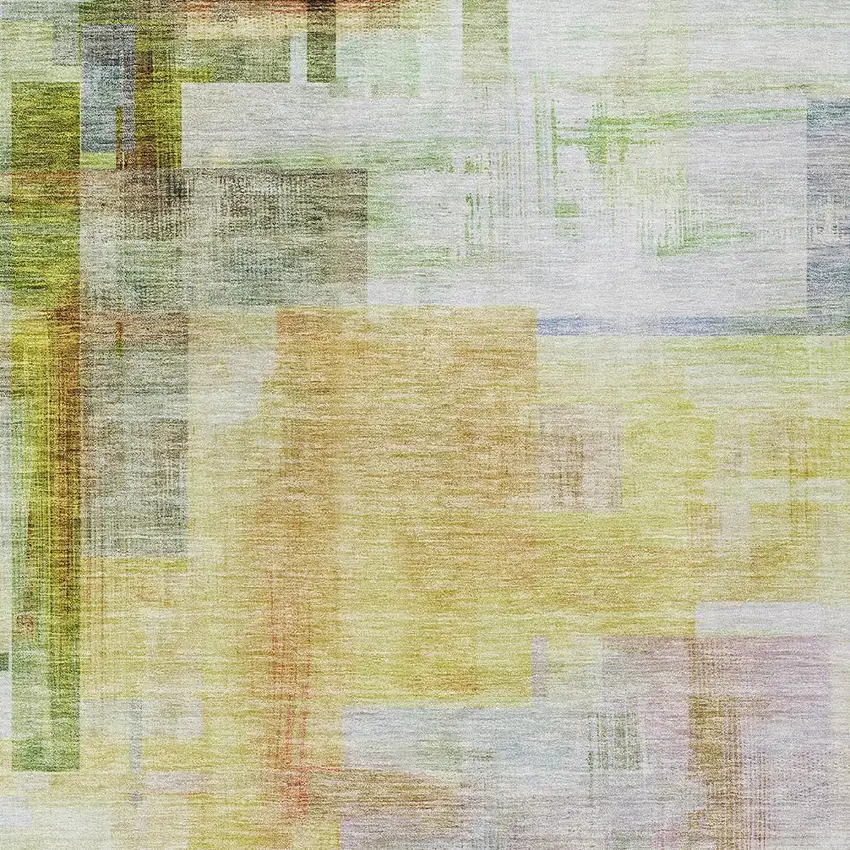 Green Yellow And Purple Abstract Washable Indoor Outdoor Area Rug Photo 6