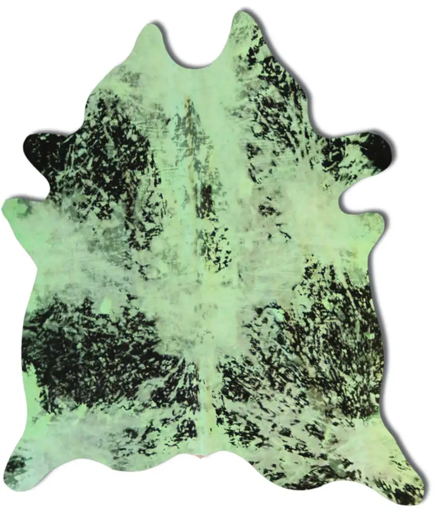 Green and Black Cowhide Hand Knotted Area Rug Photo 1