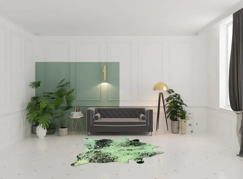 Green and Black Cowhide Hand Knotted Area Rug Photo 2