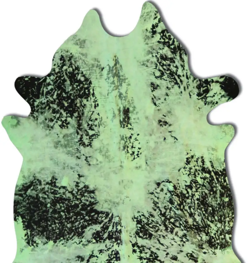 Green and Black Cowhide Hand Knotted Area Rug Photo 4