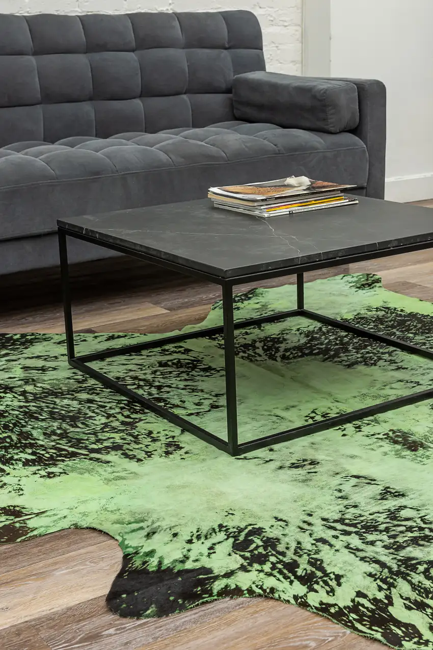 Green and Black Cowhide Hand Knotted Area Rug Photo 5