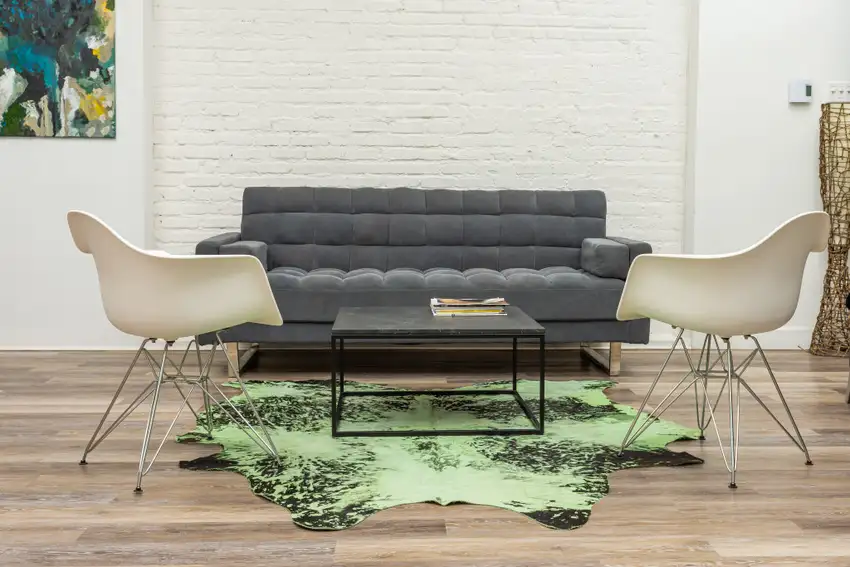 Green and Black Cowhide Hand Knotted Area Rug Photo 6