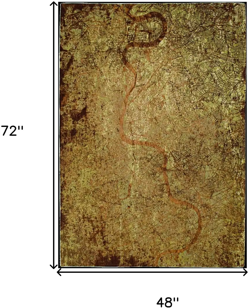 Green and Brown Abstract Non Skid Area Rug Photo 3
