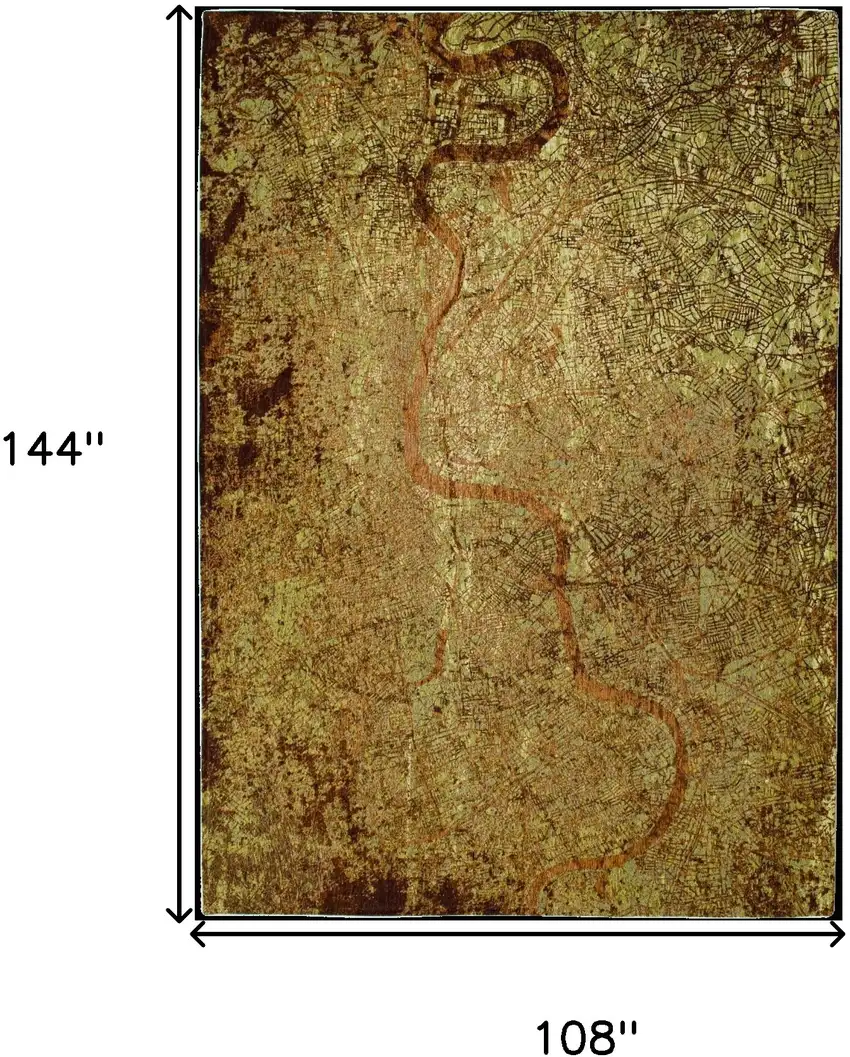 Green and Brown Abstract Non Skid Area Rug Photo 3