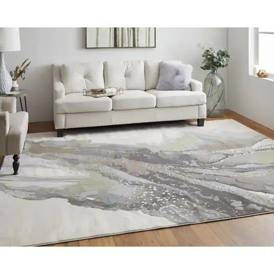 Green Purple And Ivory Abstract Area Rug Photo 6