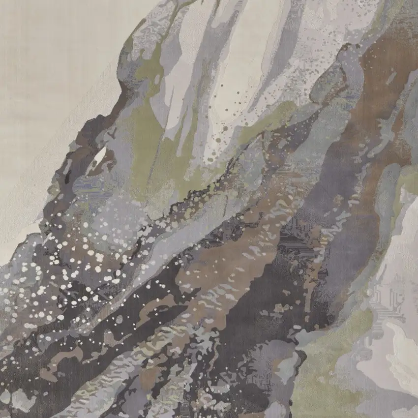 Green Purple And Ivory Abstract Area Rug Photo 5