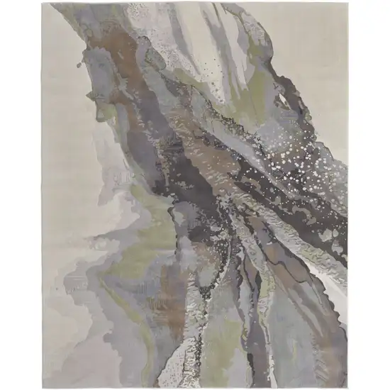 Green Purple And Ivory Abstract Area Rug Photo 4