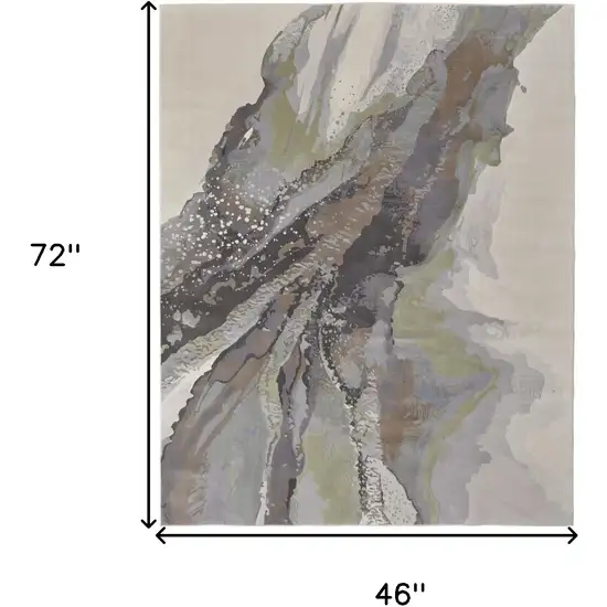 Green Purple And Ivory Abstract Area Rug Photo 3