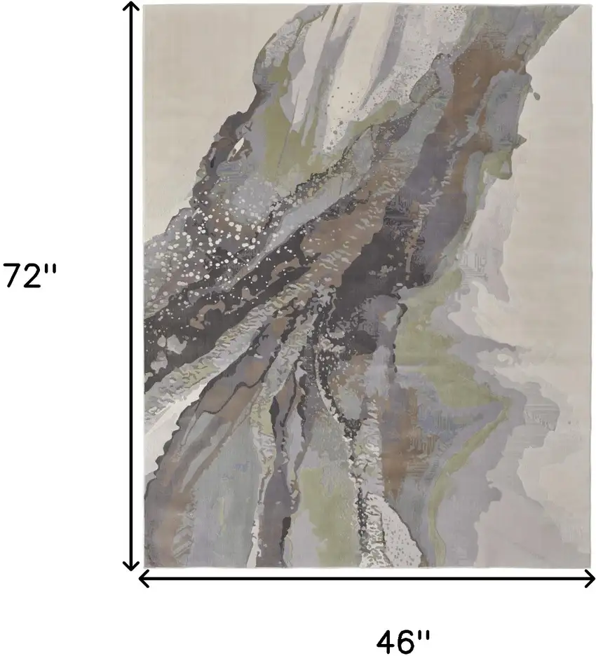 Green Purple And Ivory Abstract Area Rug Photo 3