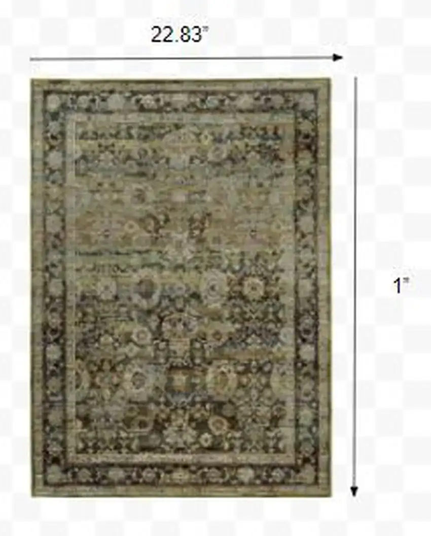 Green and Brown Floral Area Rug Photo 3