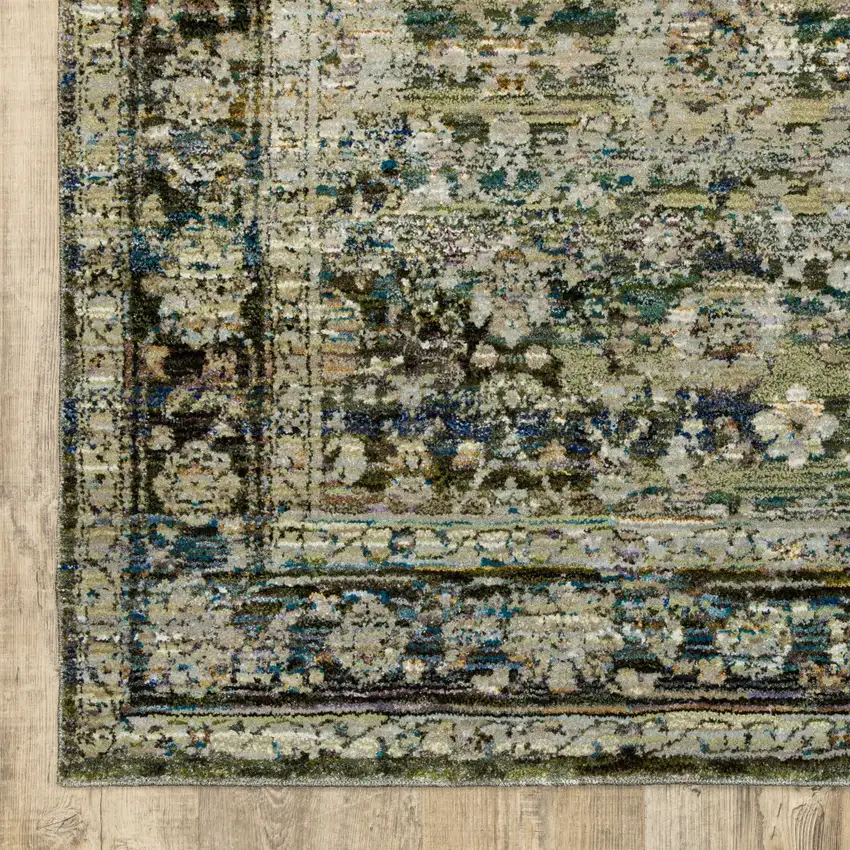 Green And Brown Floral Area Rug Photo 7