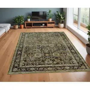 Photo of Green and Brown Floral Area Rug