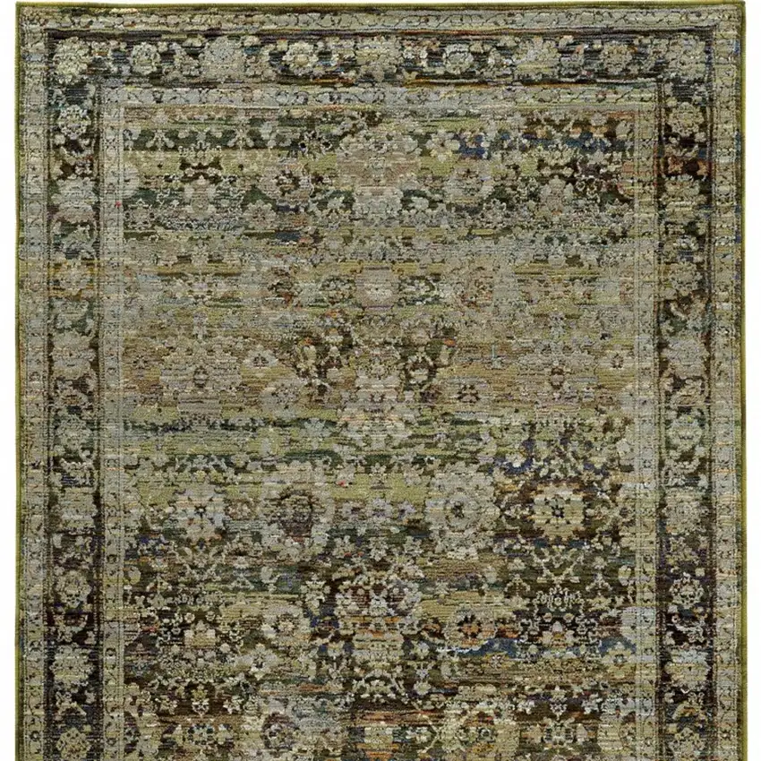 Green And Brown Floral Area Rug Photo 5