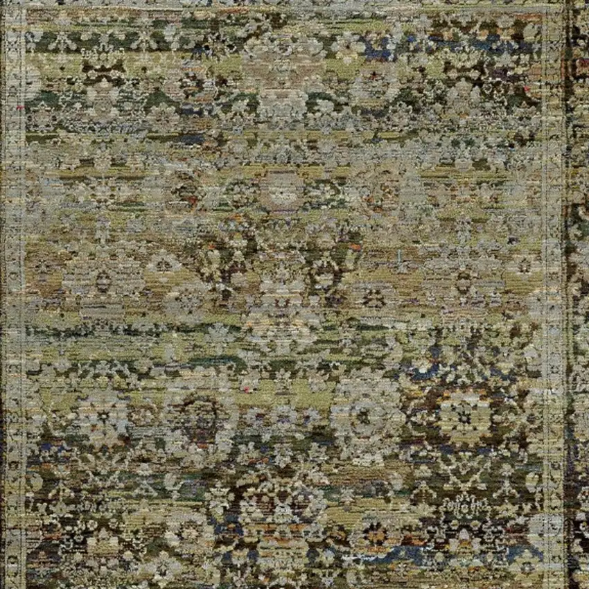 Green And Brown Floral Area Rug Photo 4