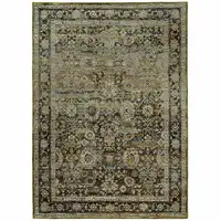 Photo of Green and Brown Floral Area Rug
