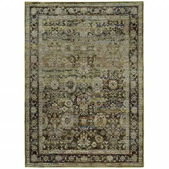 Green And Brown Floral Area Rug Photo 2