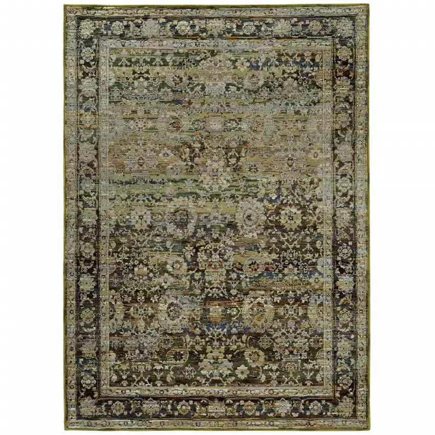 Green And Brown Floral Area Rug Photo 2