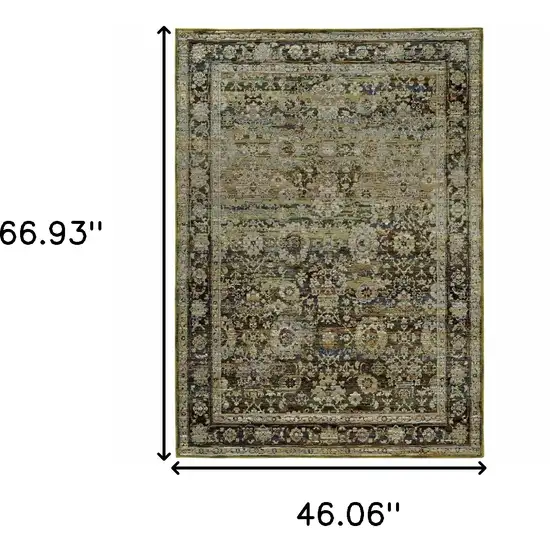Green And Brown Floral Area Rug Photo 3
