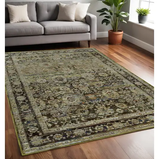 Green And Brown Floral Area Rug Photo 1