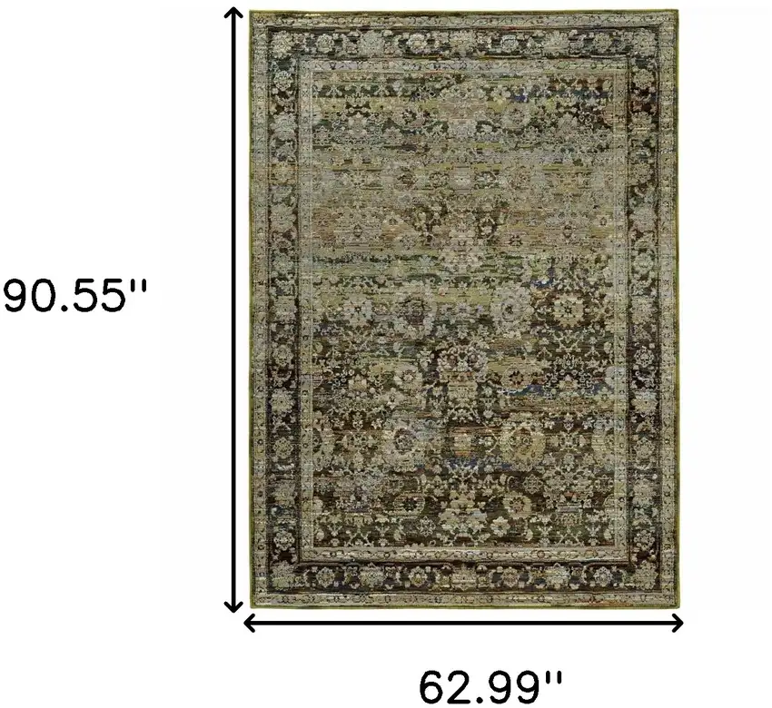 Green and Brown Floral Area Rug Photo 6