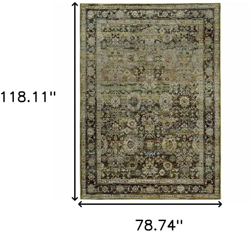 Green and Brown Floral Area Rug Photo 6