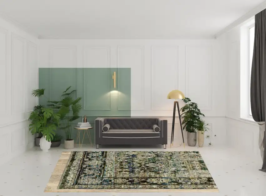 Green and Brown Floral Area Rug Photo 4