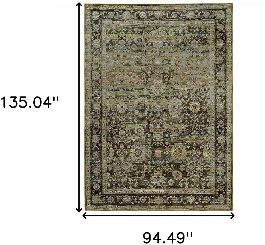 Green and Brown Floral Area Rug Photo 5