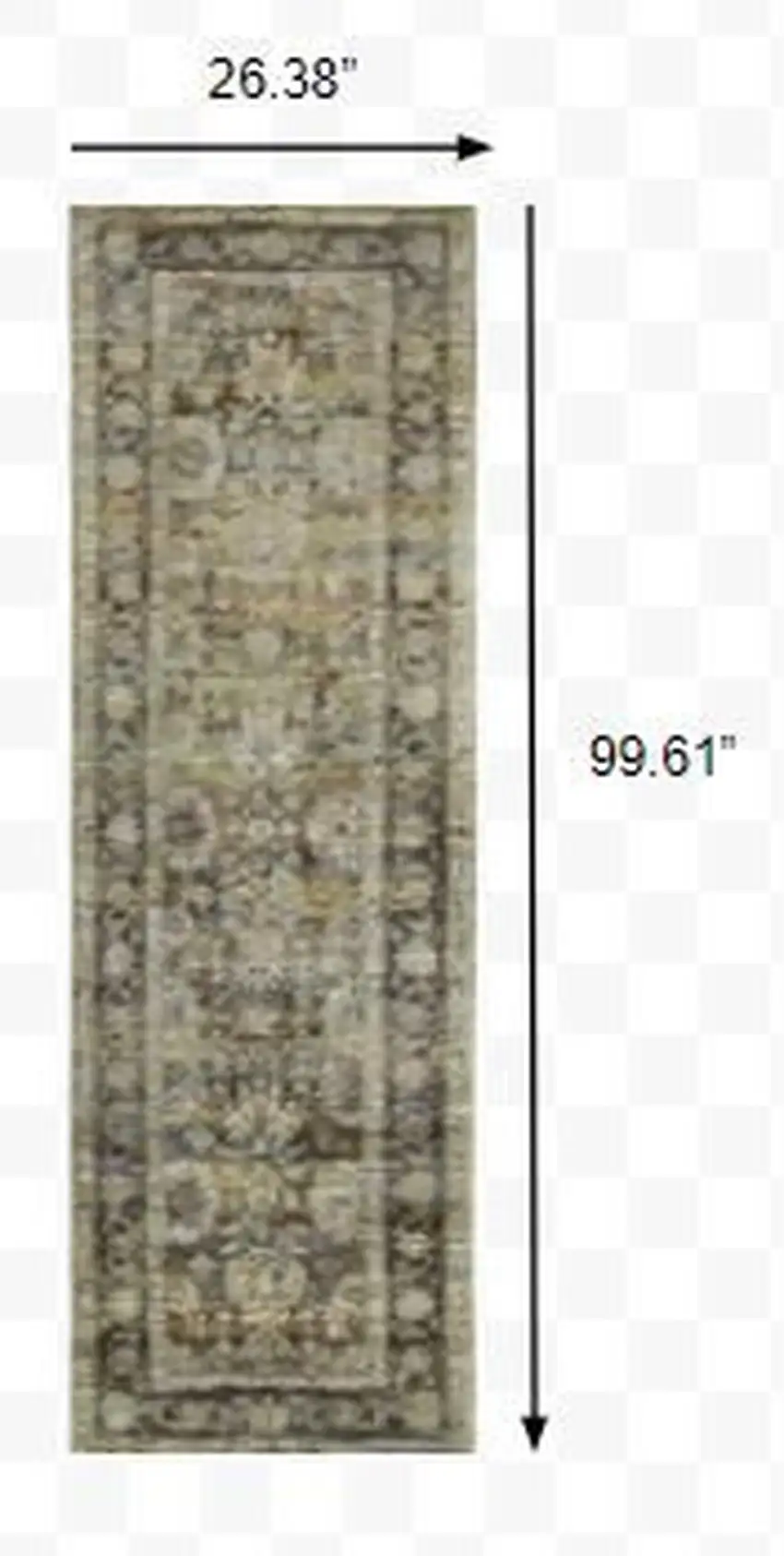Green and Brown Floral Runner Rug Photo 3